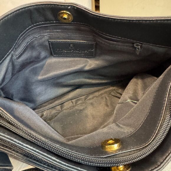 Vintage Etienne Aigner Navy Leather Hobo Shoulder Bag Horseshoe Logo - Picture 14 of 15